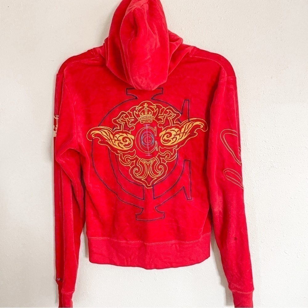 COOGI | velour zip-up hooded sweatshirt, women’s size M - Picture 3 of 12